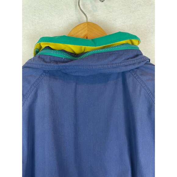 90s Oceanside Windbreaker Jacket Nautical Blue Striped Lining Hooded - Picture 8 of 13